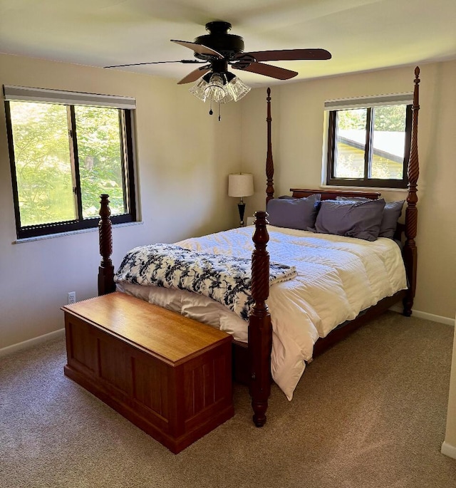 3671 Lido, Highland, MI 48356 - bedroom featuring carpet, baseboards, and ceiling fan