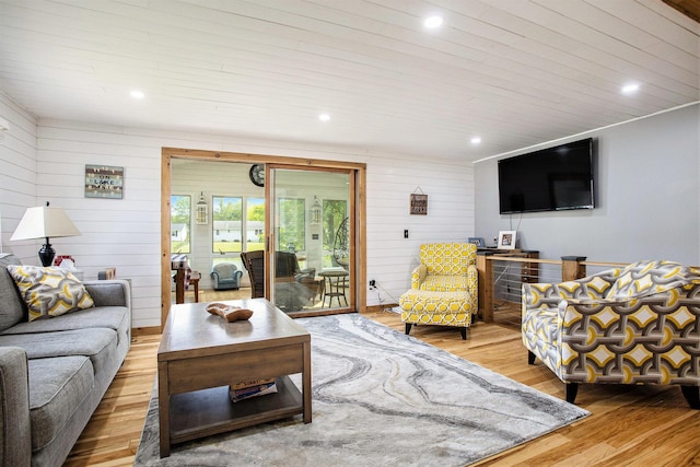787 Doves Lndg, Coldwater, MI 49036 - living area with wood finished floors, recessed lighting, and wood walls
