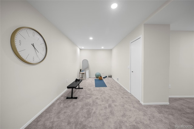 1752 Alexander Dr, Bloomfield, MI 48302 - exercise area with carpet floors, recessed lighting, baseboards, and arched walkways
