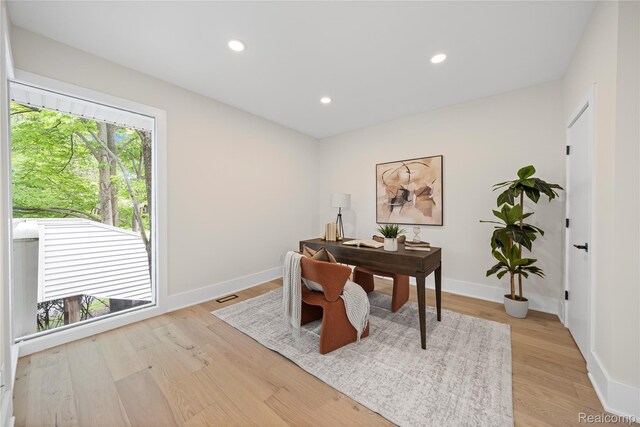 1752 Alexander Dr, Bloomfield, MI 48302 - home office featuring baseboards, recessed lighting, and light wood-style floors