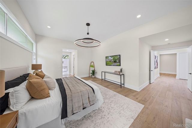 1752 Alexander Dr, Bloomfield, MI 48302 - bedroom featuring light wood finished floors, recessed lighting, baseboards, and a chandelier