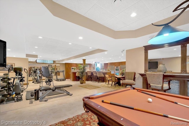 4150 Port Austin Rd, Caseville, MI 48725 - playroom featuring billiards table, recessed lighting, and a drop ceiling