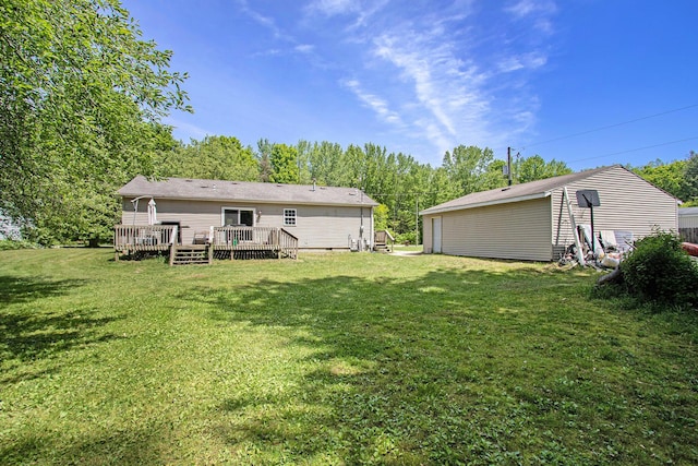 1417 Greenhouse Rd, Bangor, MI 49013 - view of grassy yard featuring a deck