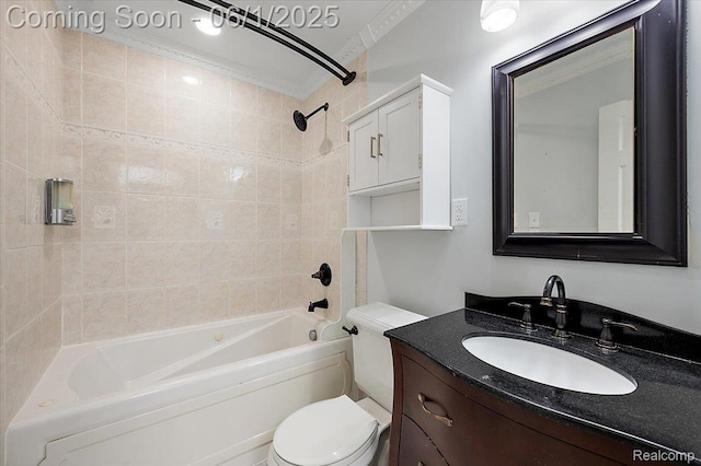 22923 Madison St, Dearborn, MI 48124 - full bath featuring toilet, bathtub / shower combination, vanity, and crown molding