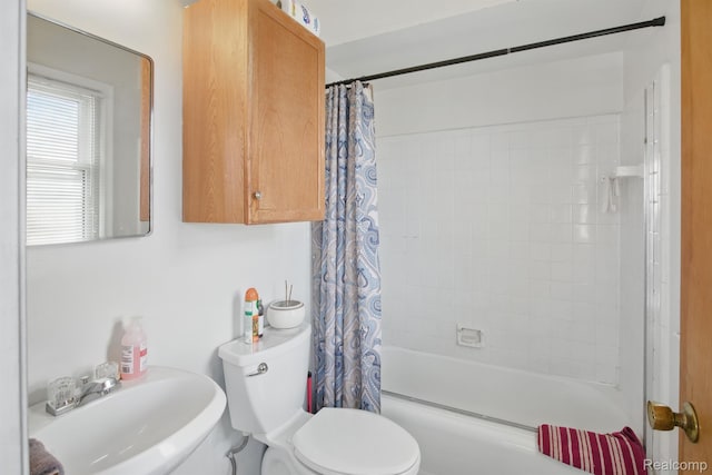 4811 Briarwood Ave, Royal Oak, MI 48073 - bathroom with toilet, shower / bath combo with shower curtain, and a sink