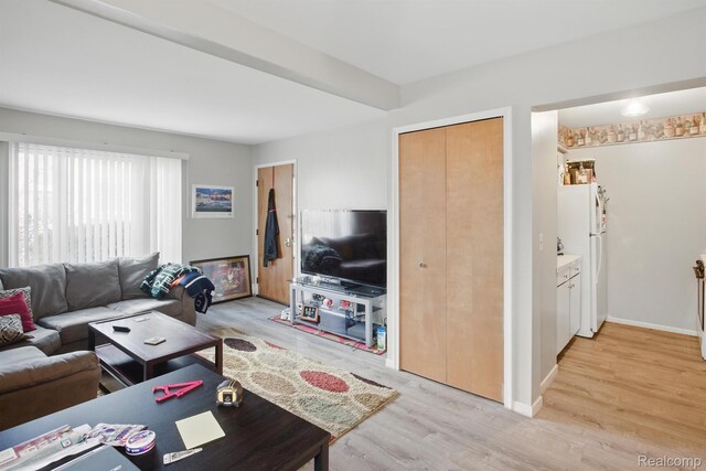 4811 Briarwood Ave, Royal Oak, MI 48073 - living room featuring light wood finished floors and baseboards
