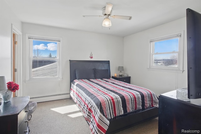 4811 Briarwood Ave, Royal Oak, MI 48073 - carpeted bedroom with a baseboard heating unit and a ceiling fan