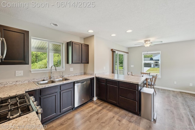 5200 Autumn Kirsten Dr, Fowlerville, MI 48836 - kitchen featuring dishwasher, light wood-type flooring, light countertops, a peninsula, and recessed lighting