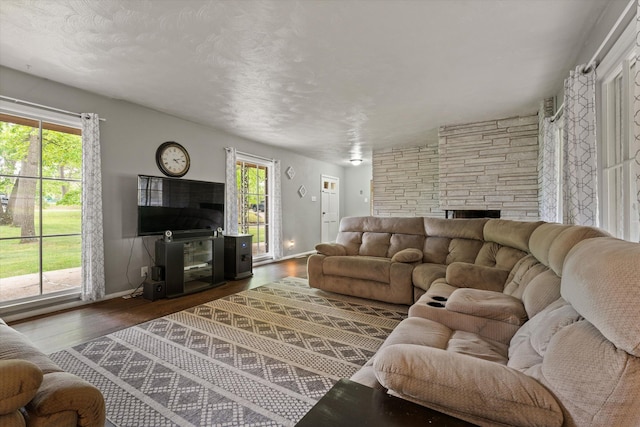 2240 S 13th St, Niles, MI 49120 - living room with a stone fireplace and wood finished floors