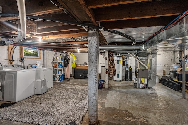 241 E Corey St, Bronson, MI 49028 - basement with independent washer and dryer, electric water heater, and heating unit