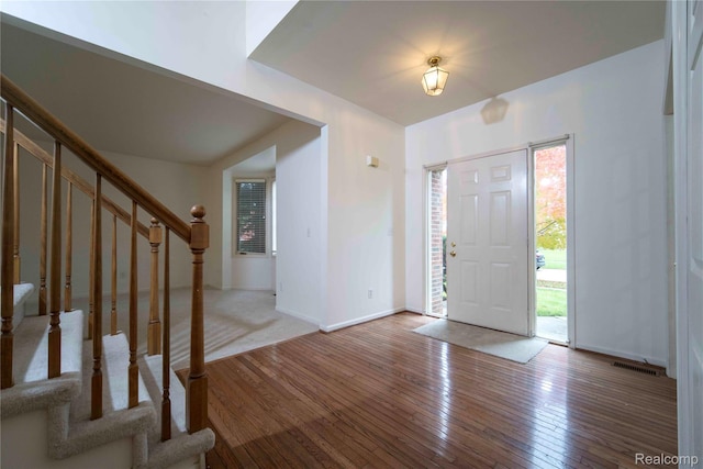 6169 Valley View Dr, Canton, MI 48187 - entrance foyer featuring stairway, hardwood / wood-style flooring, and baseboards