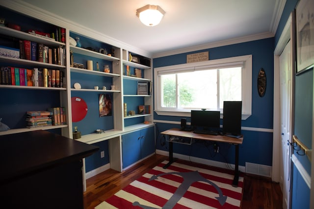 1204 Bydding Rd, Ann Arbor, MI 48103 - office space featuring wood finished floors, crown molding, built in desk, and baseboards