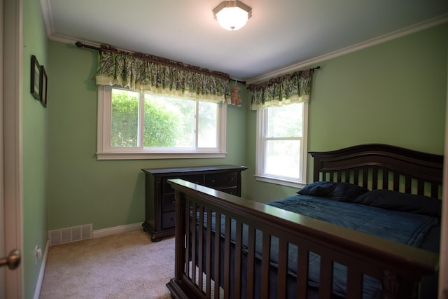 1204 Bydding Rd, Ann Arbor, MI 48103 - bedroom with carpet flooring, crown molding, and baseboards