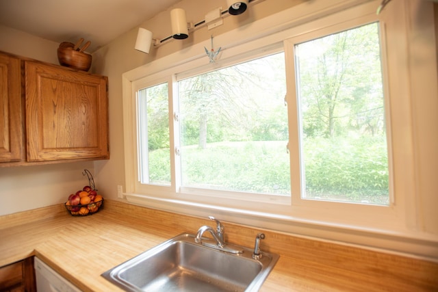 1204 Bydding Rd, Ann Arbor, MI 48103 - kitchen featuring a sink, light countertops, brown cabinets, and dishwasher