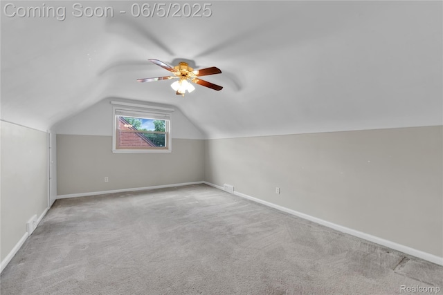 7639 Polk St, Taylor, MI 48180 - bonus room with carpet floors, ceiling fan, vaulted ceiling, and baseboards