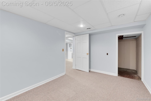 7639 Polk St, Taylor, MI 48180 - unfurnished bedroom featuring carpet flooring, a drop ceiling, and baseboards