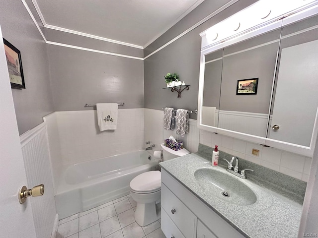818 W Chestnut St, Morenci, MI 49256 - full bathroom featuring crown molding, a bath, tile patterned floors, toilet, and vanity