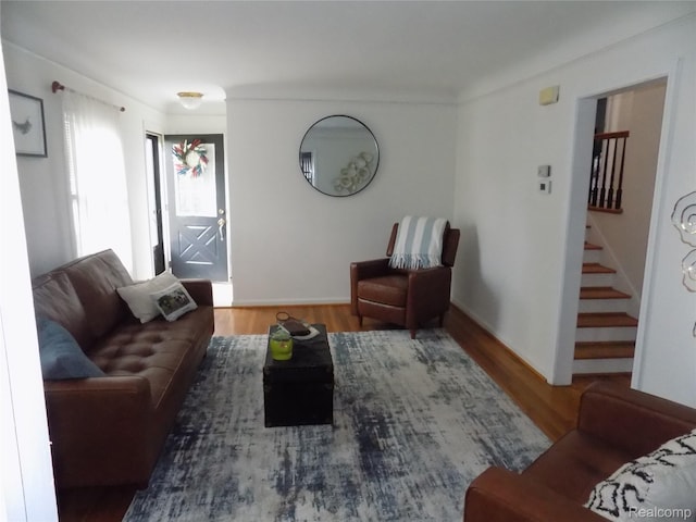 9207 Whitall Ln, Trenton, MI 48138 - living area featuring stairway and wood finished floors
