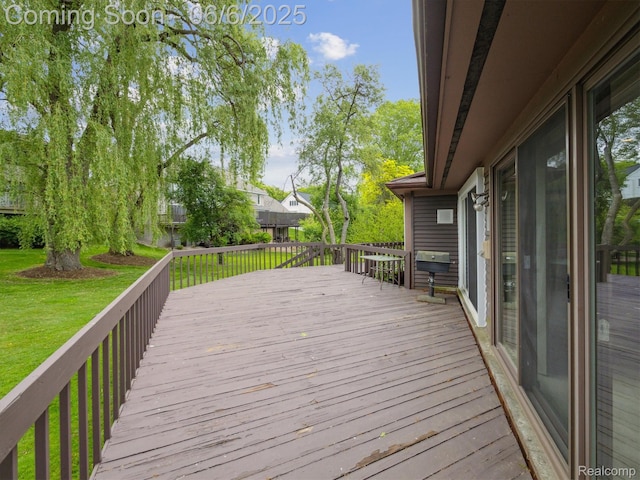 4677 Rolling Ridge Rd, West Bloomfield, MI 48323 - wooden deck featuring a lawn