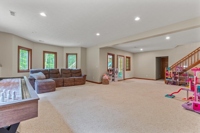 11082 Hoffman Rd, Marcellus, MI 49067 - playroom with recessed lighting, carpet flooring, and baseboards