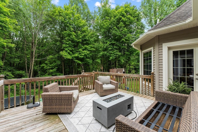 11082 Hoffman Rd, Marcellus, MI 49067 - deck featuring an outdoor fire pit