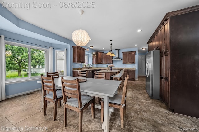 1842 Latimer Dr, Troy, MI 48083 - dining room with baseboards, a chandelier, and recessed lighting
