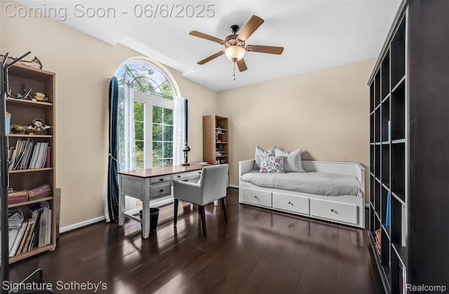 1842 Latimer Dr, Troy, MI 48083 - bedroom with dark wood-type flooring and a ceiling fan