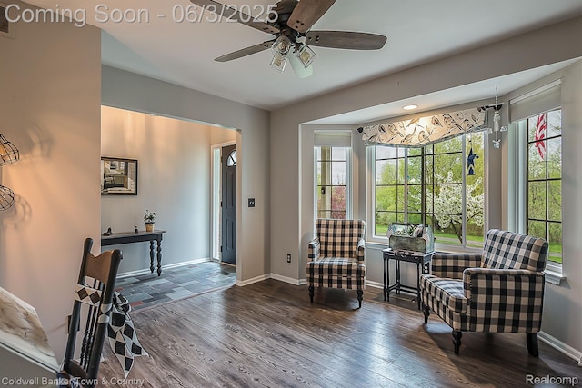 1355 Maxfield Rd, Brighton, MI 48114 - entryway with wood finished floors, a ceiling fan, and baseboards