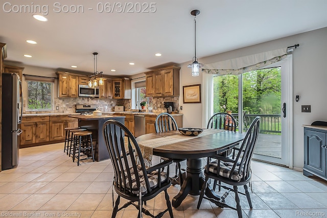 1355 Maxfield Rd, Brighton, MI 48114 - dining space with plenty of natural light, recessed lighting, and light tile patterned floors
