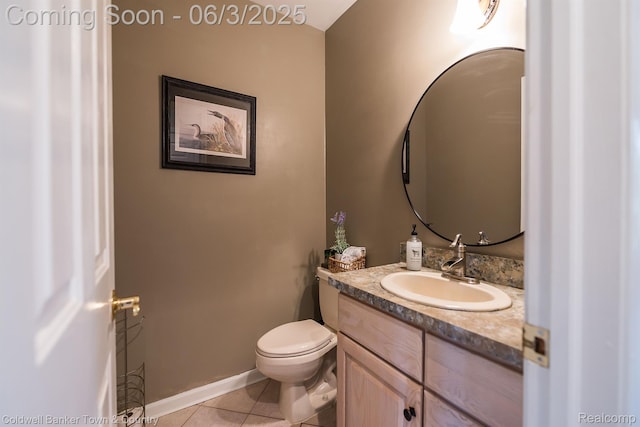 1355 Maxfield Rd, Brighton, MI 48114 - half bath with vanity, tile patterned flooring, toilet, and baseboards