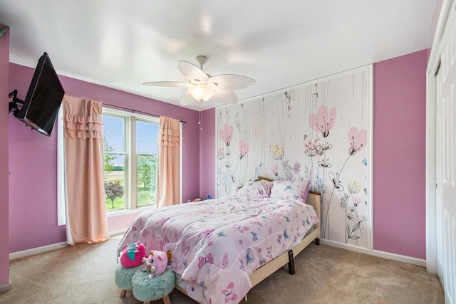 2278 W Wagner Rd, Buchanan, MI 49107 - carpeted bedroom with baseboards and a ceiling fan