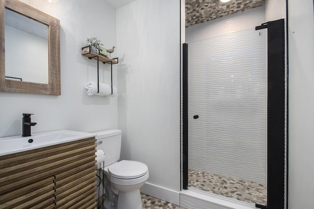 121 S Barker St, New Buffalo, MI 49117 - bathroom with a stall shower, vanity, and toilet