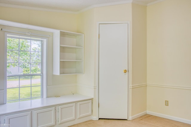 3490 Luce Rd, Flushing, MI 48433 - interior space featuring light colored carpet, crown molding, and baseboards