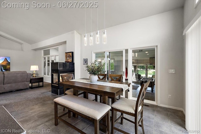 18529 Sumpter Forest Dr, Macomb, MI 48042 - dining space featuring high vaulted ceiling and baseboards