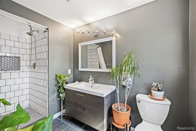 254 Cross Timbers St, Oxford, MI 48371 - bathroom with vanity, tiled shower, and tile patterned flooring
