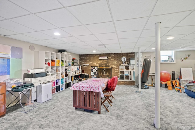254 Cross Timbers St, Oxford, MI 48371 - recreation room with carpet flooring, recessed lighting, and a paneled ceiling