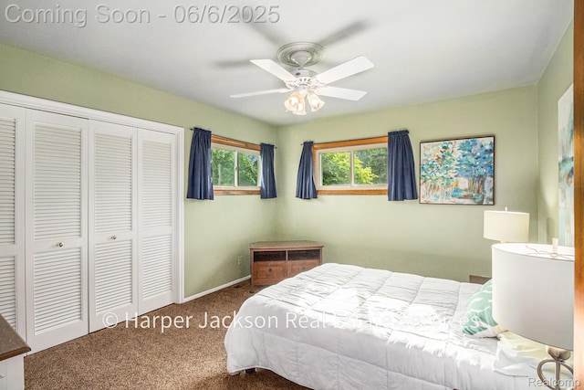 2210 Brookhaven Dr, Flint, MI 48507 - carpeted bedroom featuring a closet, ceiling fan, and baseboards