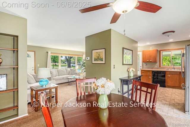 2210 Brookhaven Dr, Flint, MI 48507 - dining space with healthy amount of natural light and ceiling fan