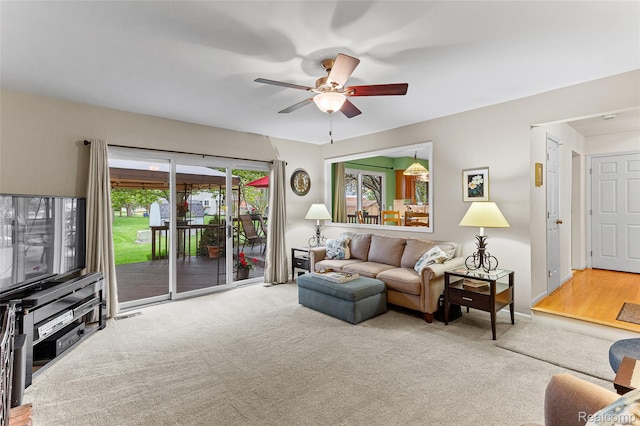 45785 Bryn Mawr Rd, Canton, MI 48187 - living area featuring ceiling fan and carpet flooring