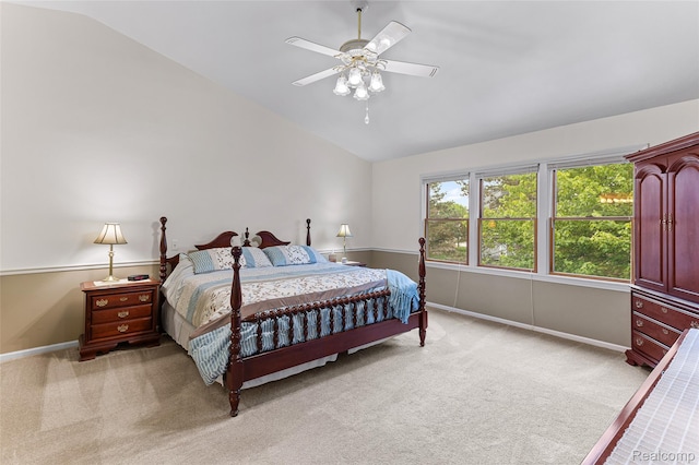 45785 Bryn Mawr Rd, Canton, MI 48187 - bedroom with lofted ceiling, light colored carpet, baseboards, and ceiling fan
