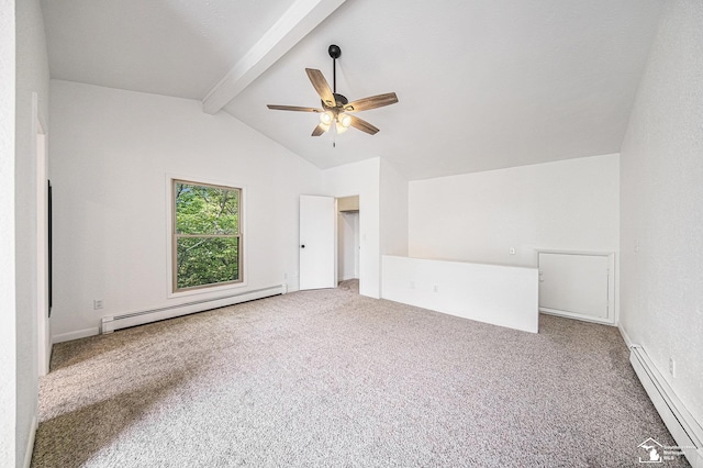 2930 Spielman Rd, Adrian, MI 49221 - additional living space featuring a baseboard radiator, carpet flooring, and a ceiling fan