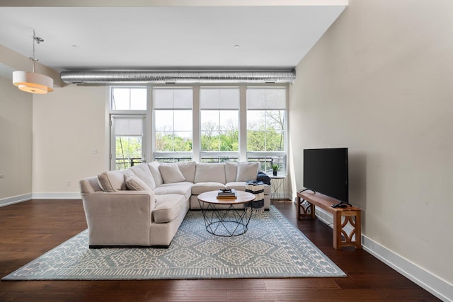 410 N First St Unit 207, Ann Arbor, MI 48103 - living room featuring baseboards and wood finished floors