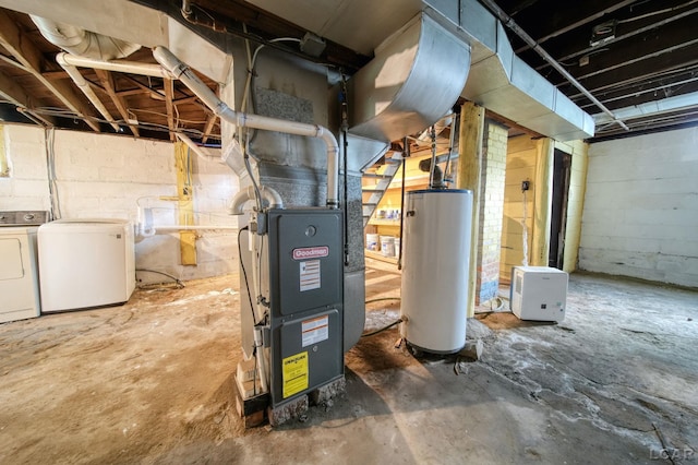 174 W Mansion St, Jackson, MI 49203 - utilities with gas water heater, washing machine and dryer, and heating unit