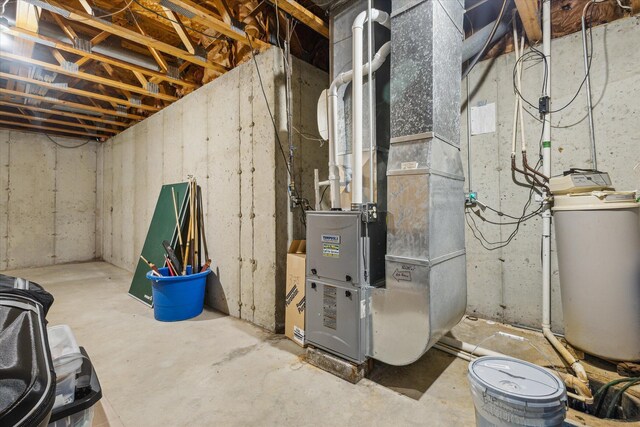 502 Woodland Dr, Buchanan, MI 49107 - unfinished basement with a water softener and heating unit