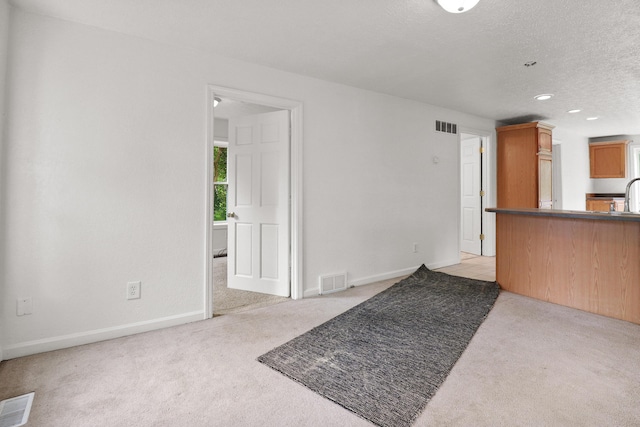 238 Long Ave, Michigan Center, MI 49254 - unfurnished living room featuring light carpet, baseboards, recessed lighting, and a textured ceiling