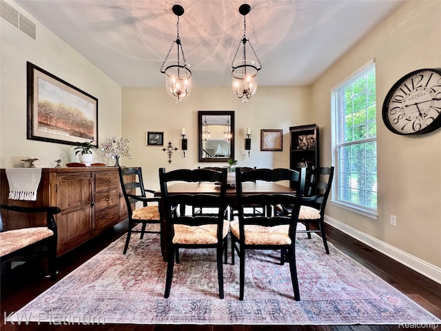 3105 E Woodland Dr, Port Huron, MI 48060 - dining room featuring dark wood-type flooring and a chandelier