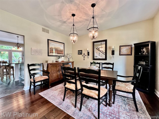 3105 E Woodland Dr, Port Huron, MI 48060 - dining area featuring dark wood-style flooring and a chandelier