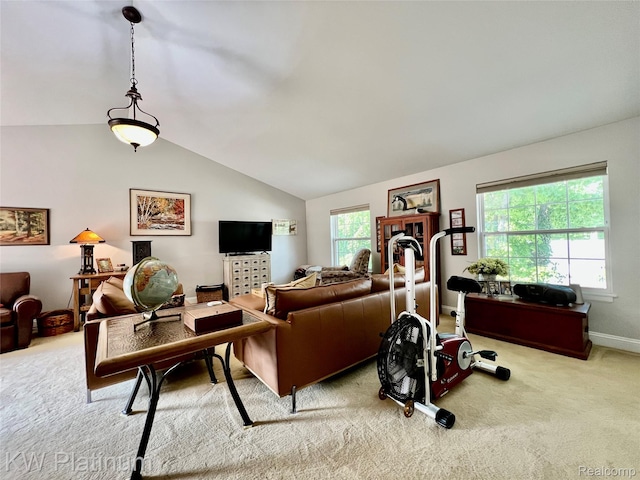 3105 E Woodland Dr, Port Huron, MI 48060 - living area with lofted ceiling and carpet flooring