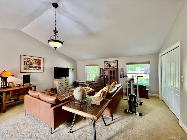 3105 E Woodland Dr, Port Huron, MI 48060 - living area with vaulted ceiling and light colored carpet
