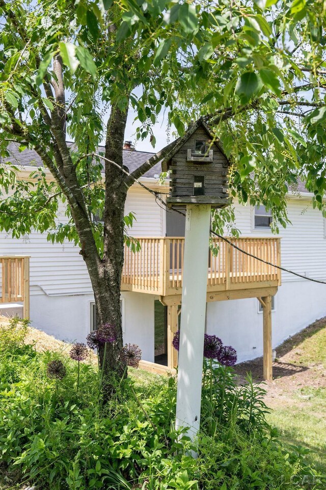 1443 N Posey Lake Rd, Hudson, MI 49247 - rear view of house featuring a deck